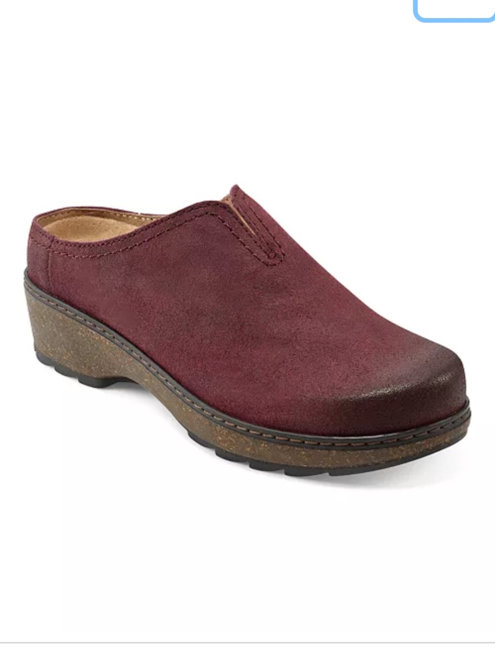 Earth Kolia Suede Slip On Clogs 9W Dark Red